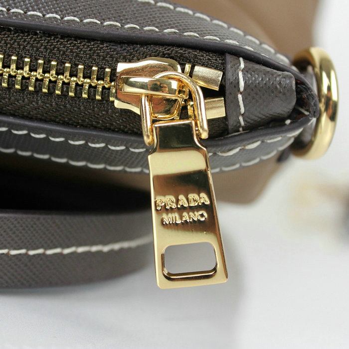 2014 Prada canvas shoulder handbag BR4664 coffee - Click Image to Close